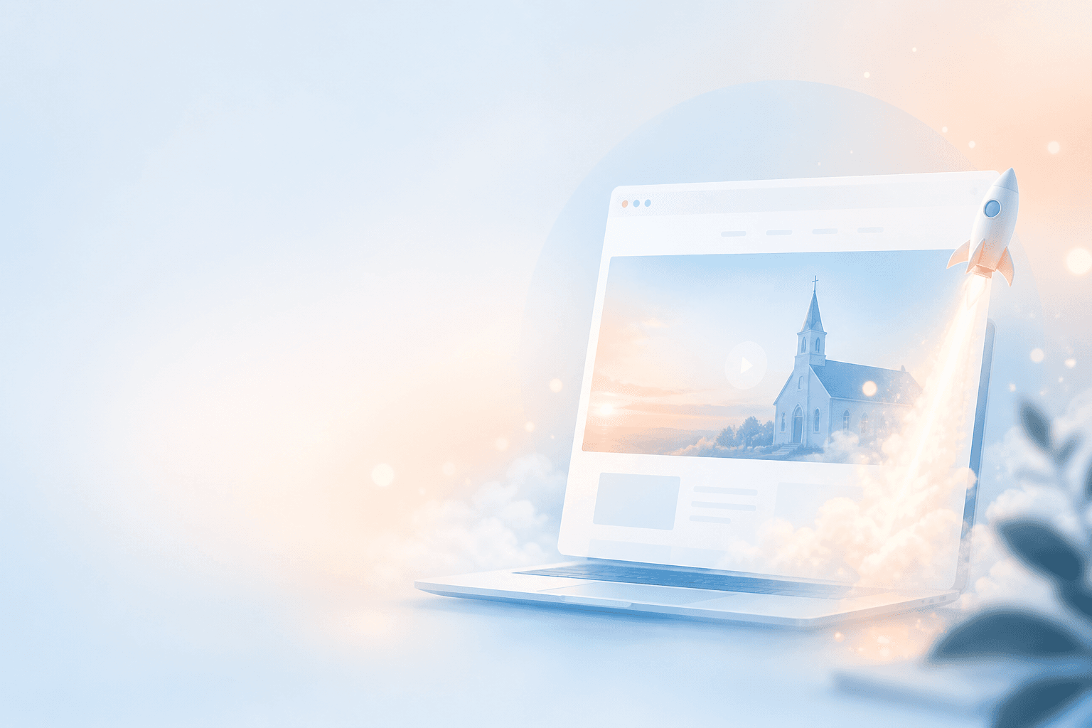 Laptop launching a church website